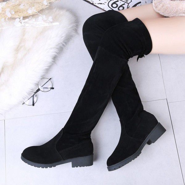  autumn and winter new knee boots low heel boots h...