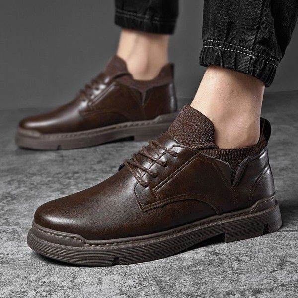  cross border new men's leather shoes single cotto...