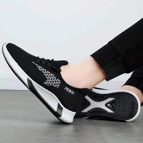  autumn new casual shoes flying woven running shoe...