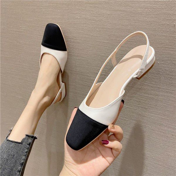  Flat thick heel sandals for women New style leath...